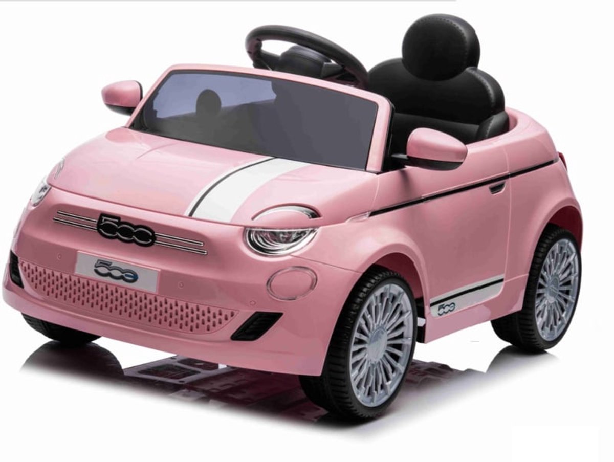 Fiat 500e 12V elektrische kinderauto roze - full options - licentie auto - Fiat 500 12V Speelgoedaccuvoertuig kopen online