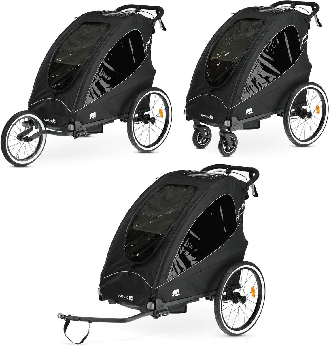 Fietskar Kinderen - Kinderkar Aanhanger - Actief Gezin - 3-in-1 Multifunctioneel - 150 x 72 x 103 cm - Zwart Driewieler kopen online