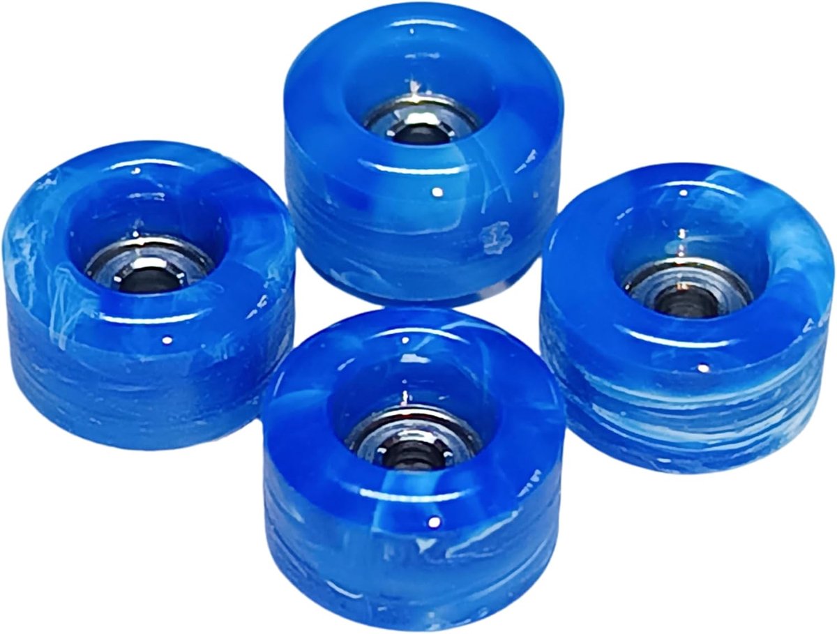 Fingerboard Wielen - Skateboard Onderdelen - Trick Uitvoeren - Urethaan Swirl Design - 60D Hardheid - Blauw Skateonderdeel kopen online