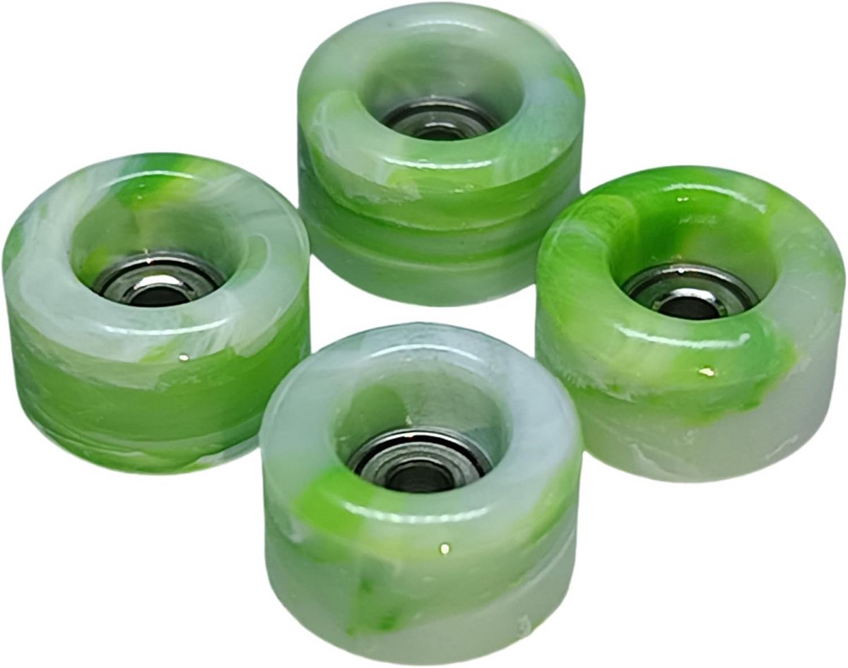 Fingerboard Wielen - Skateboard Onderdelen - Trick Uitvoeren - Zachte Urethaan Grip - 60D Materiaal - Groen Swirl Skateonderdeel kopen online