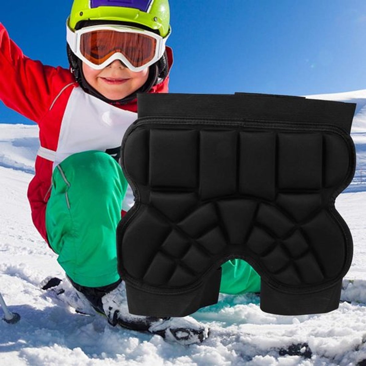 Heupbeschermer voor Kinderen - Antislip - Schokdemping - Ademend - Klittenbandsluiting - Blokdesign - 34,5 x 31 cm - Sportbescherming Rolschaatsen kopen online