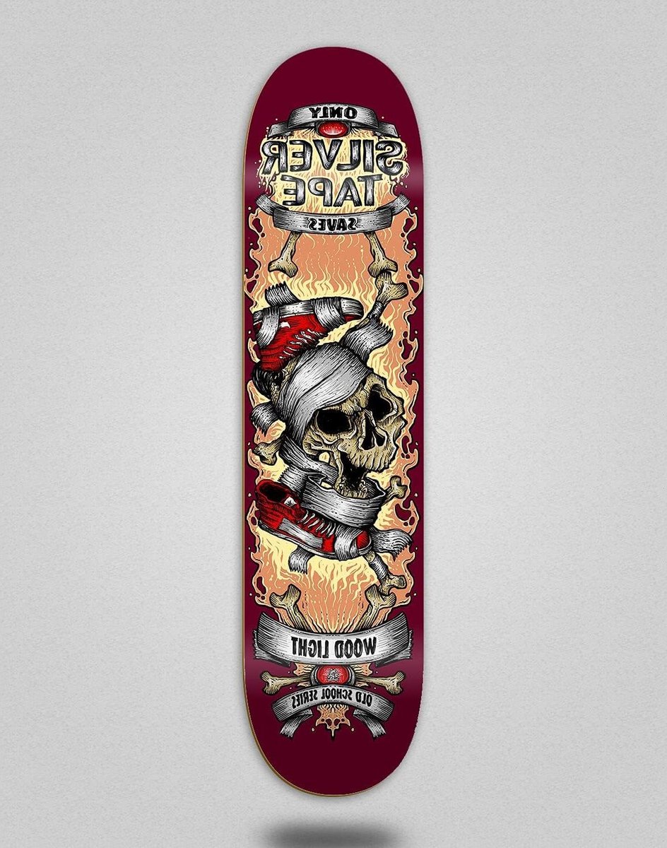 houten skateboard deck compleet skateboard street cruisen zilveren tape 8 5 inch bordeauxrood