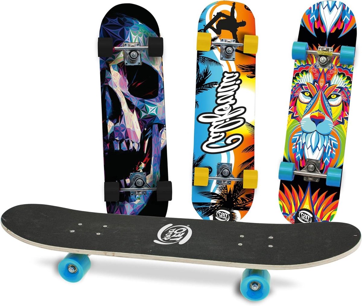 houten skateboard outdoor board buiten spelen antislip oppervlak 80 cm lengte multicolor