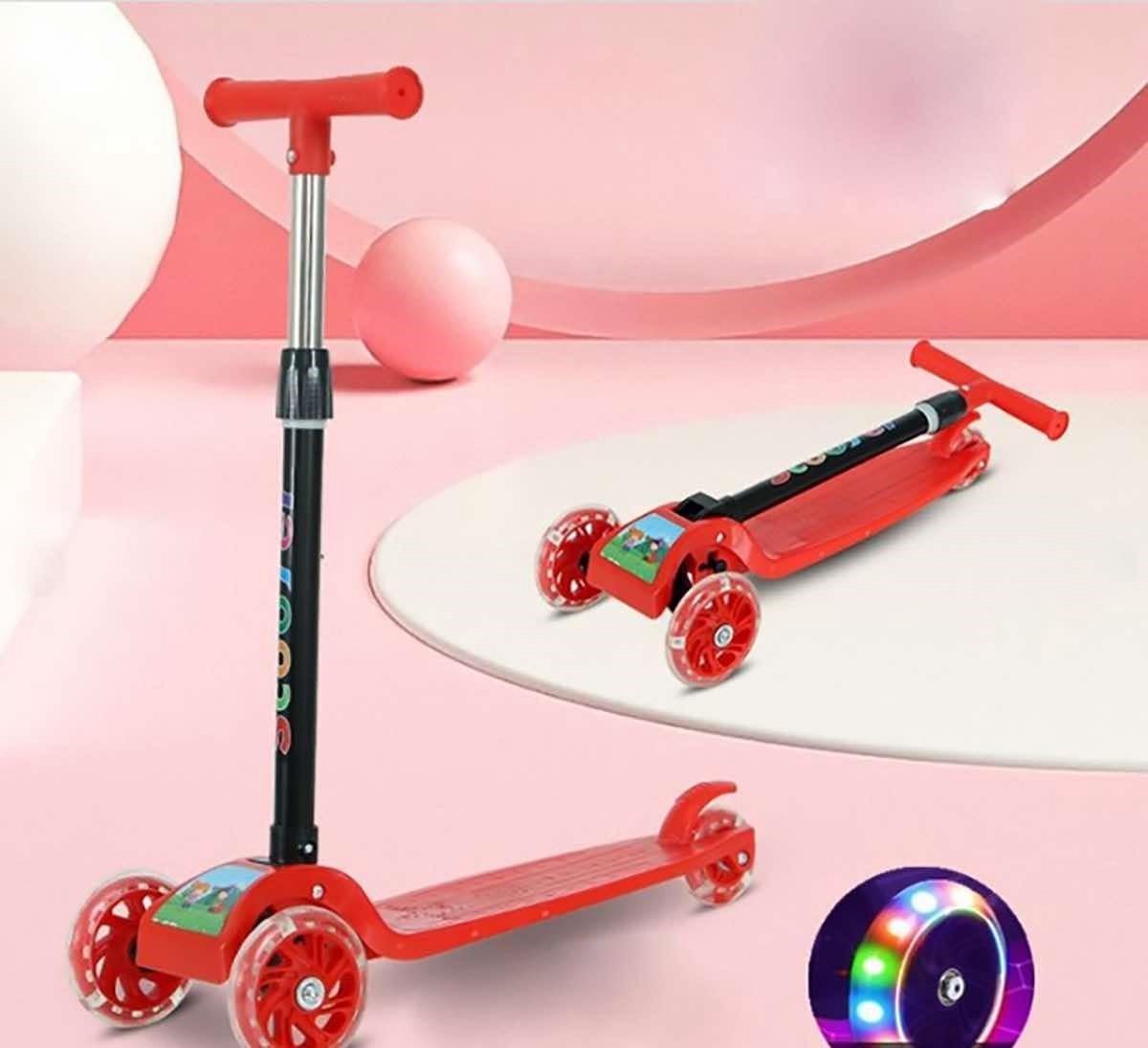 IBBO® - 3 wiel scooter - Kinderstep met in hoogte verstelbaar stuur - Opvouwbare, driewielige, gloeiende balansscooter - Jongens/Meisjes - Rood - Autoped - Scooter Step kopen online