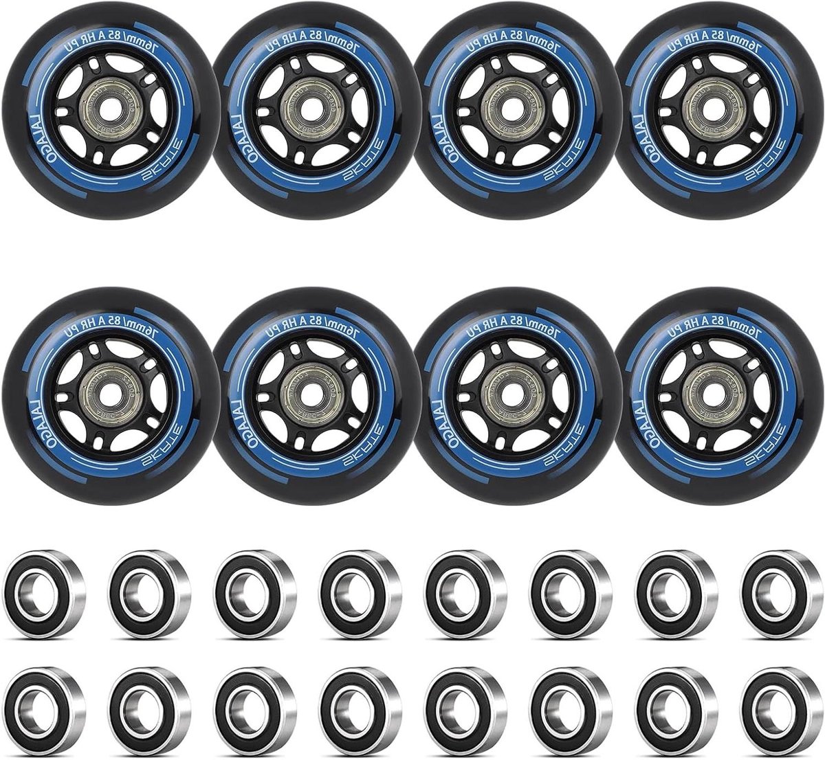inline skate wielen skeeler wielen reservewielen skeeleren abec 9 lagers 76 mm zwart