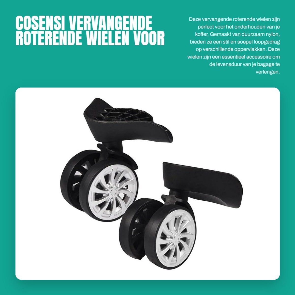 Inovra- Rollen voor Koffers - Roterende Wielen - Vervangset 2 Stuks - Gemaakt van Nylon - Stil en Praktisch - Eenvoudige Installatie - Kofferwielen Skateonderdeel kopen online