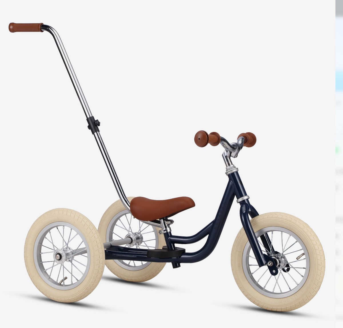 Køvapää Driewieler 2 in 1 Loopfiets - Driewieler met Duwstang - 1.5 t/m 4 jaar - Met Naamsticker - Driewieler - Loopfiets met duwstang - 12 inch - Blauw Driewieler kopen online