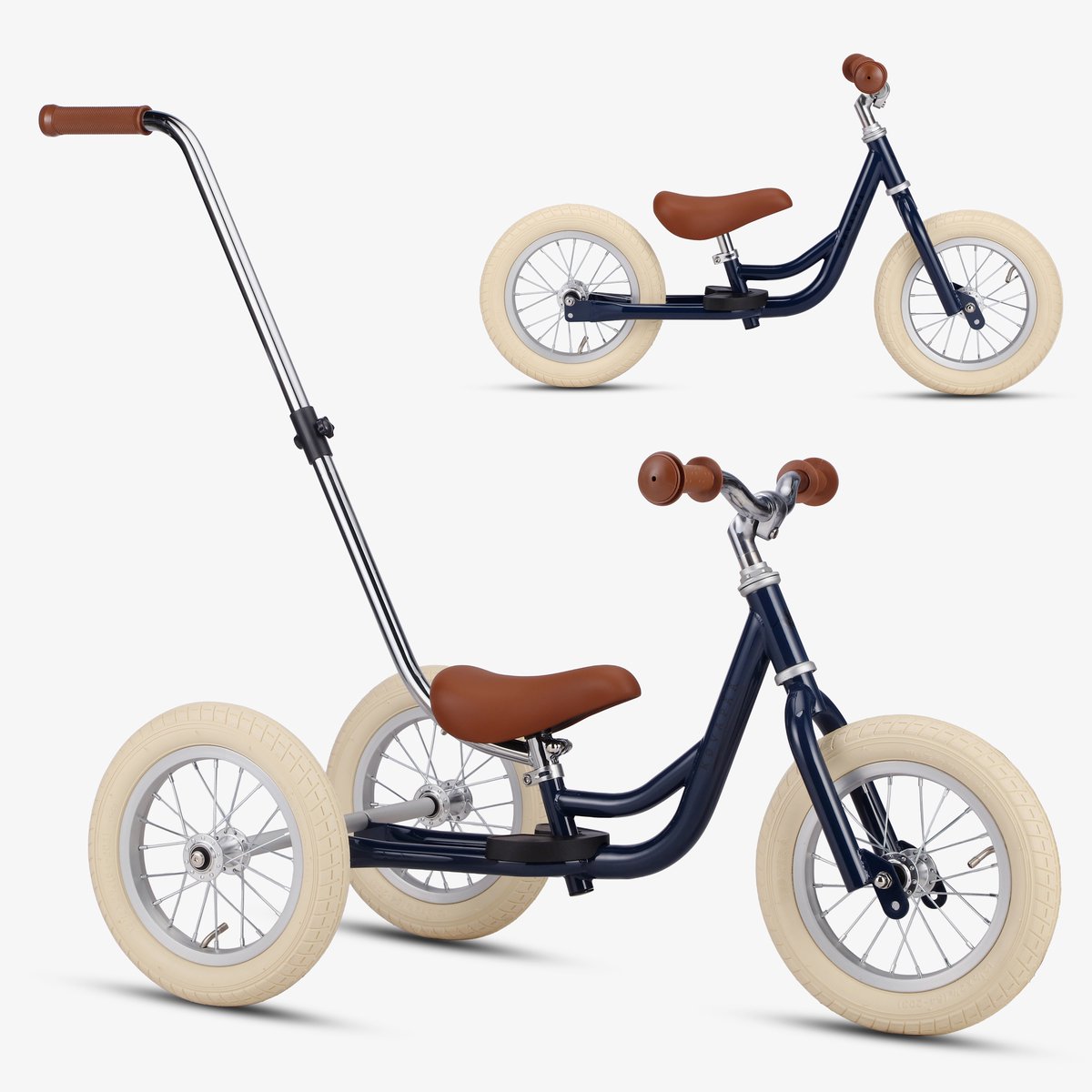 Køvapää Trike - 2 in 1 Loopfiets - 1.5 t/m 4 jaar - Met Naamsticker - 12 inch – Loopfiets - Blauw Loopfiets kopen online