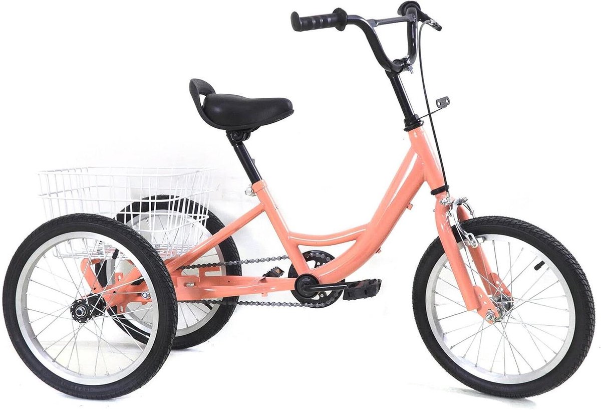 kinder driewieler 3 wieler fiets buiten spelen met mand 16 inch lichtgroen