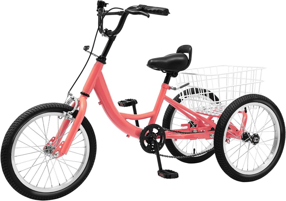 Kinder driewieler - Driewieler met mand - Eerste rijervaringen - Flexibele zitverstelling - 12/16 inch - Oranje Driewieler kopen online