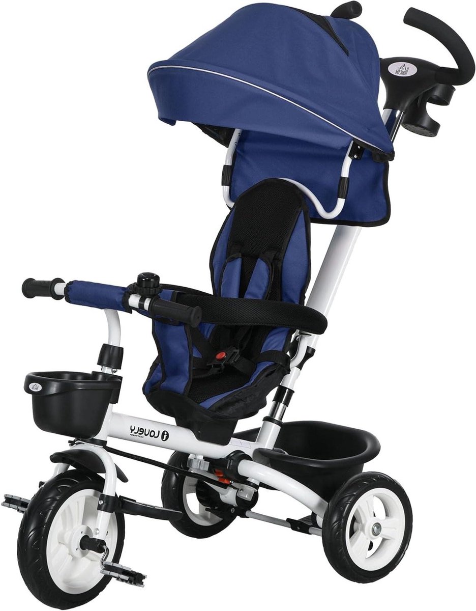 kinder driewieler loopfiets eerste ritjes 4 in 1 ontwerp 112 x 50 x 104 cm blauw