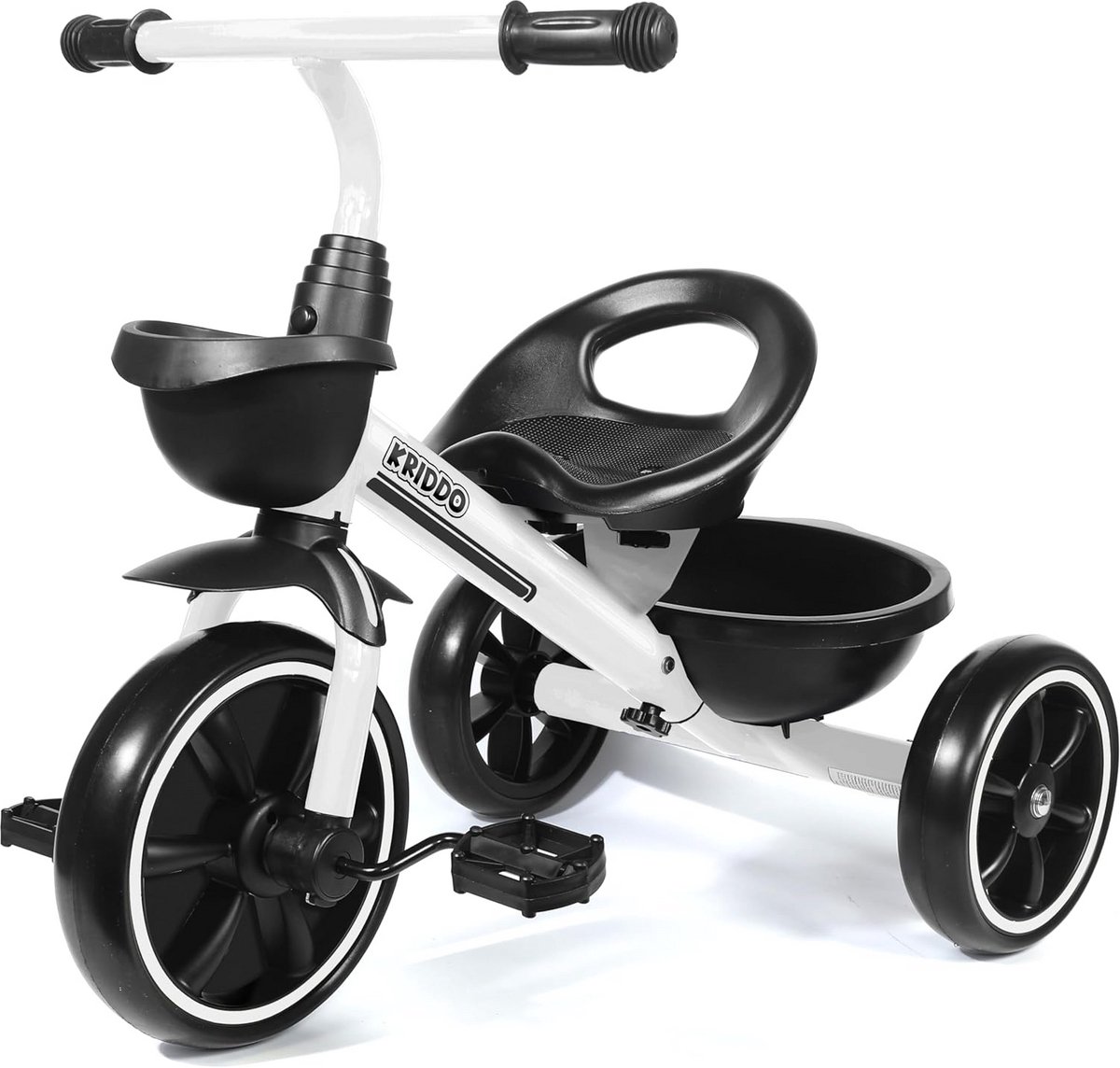 kinder driewieler peuter loopfiets buiten spelen verbeterde rolpreventie 67 cm lang wit