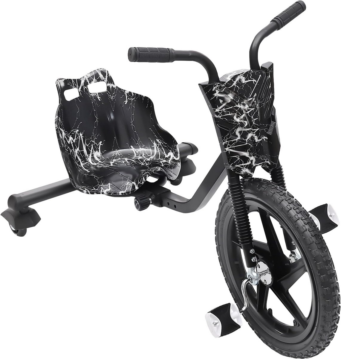 kinder drift scooter met 3 wielen en verlichting zwart