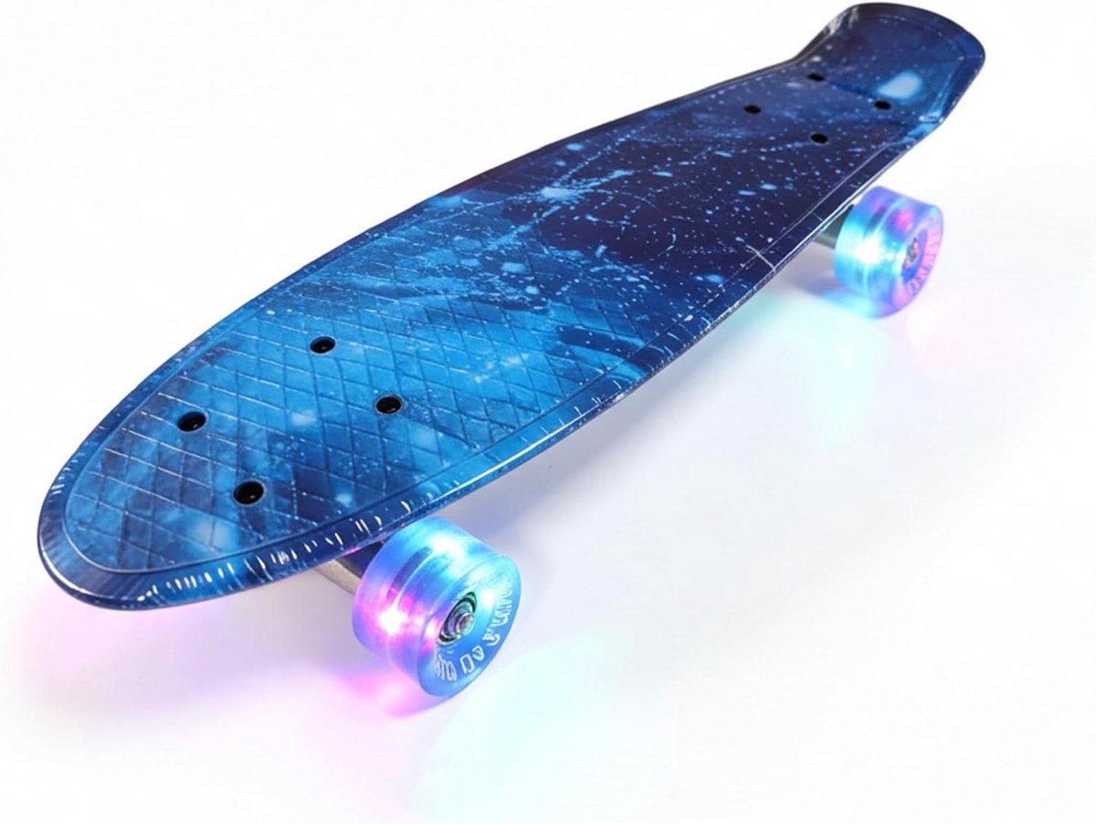 Kinder skateboard - Beginners board - Leren skateboarden - Oplaadbare LED-wielen - 56 x 145 cm - Blauw Skateonderdeel kopen online