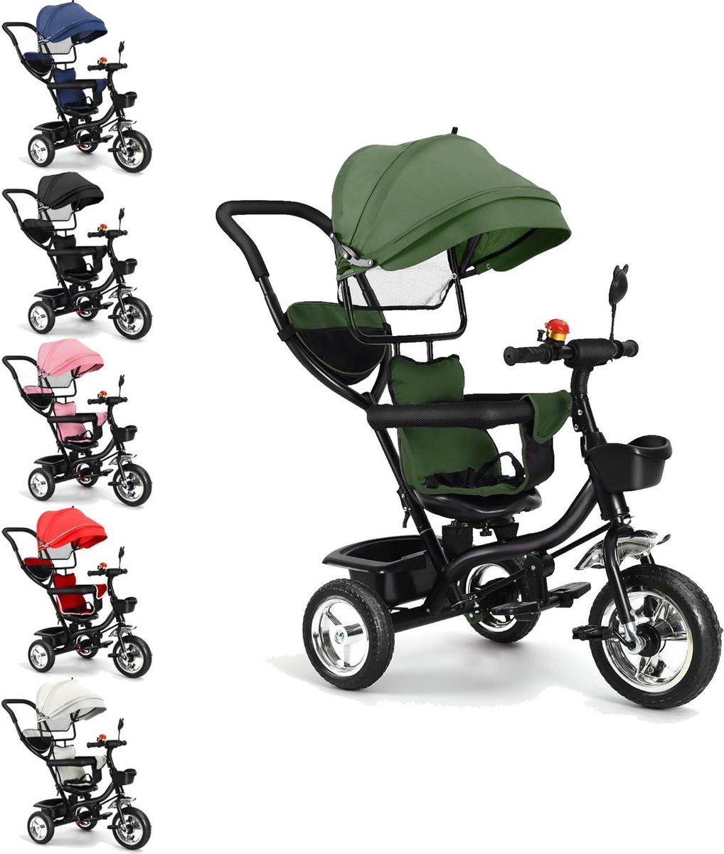 kinderdriewieler 3 in 1 evolutie fiets buiten spelen verstelbare zitting 75 x 46 x 106 cm groen