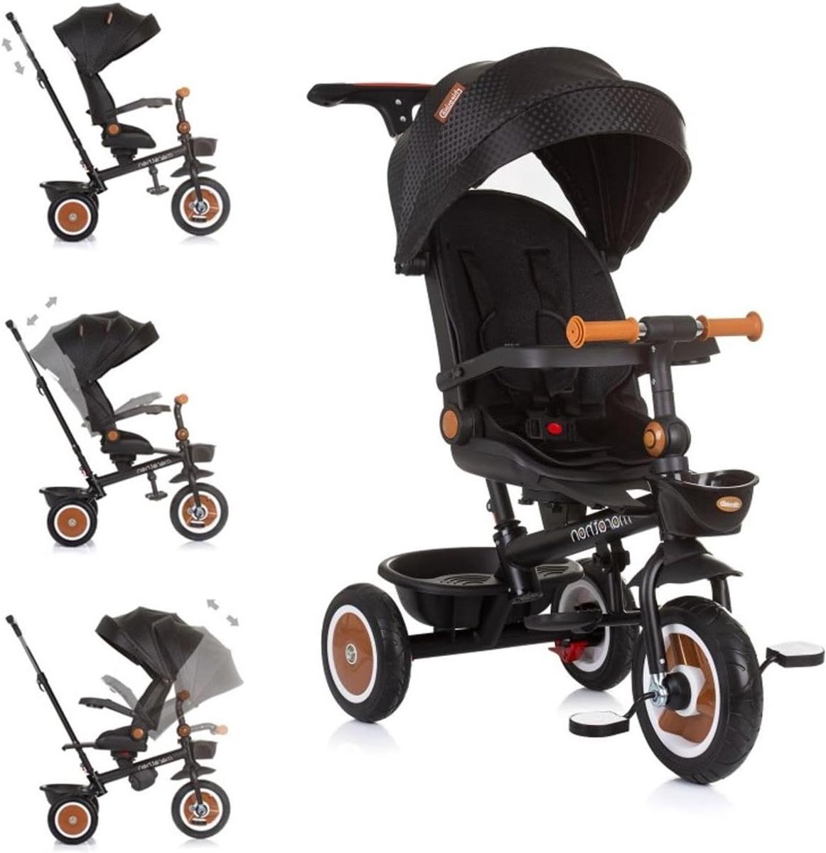Kinderdriewieler - Duwfiets - Buiten spelen - Omkeerbaar zitje - 92x46x99 cm - Zwart Driewieler kopen online