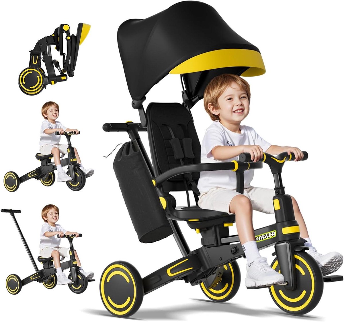 Kinderdriewieler - Loopfiets - Buiten spelen - 9-in-1 multifunctioneel - 73x50x96 cm - Zwart Driewieler kopen online