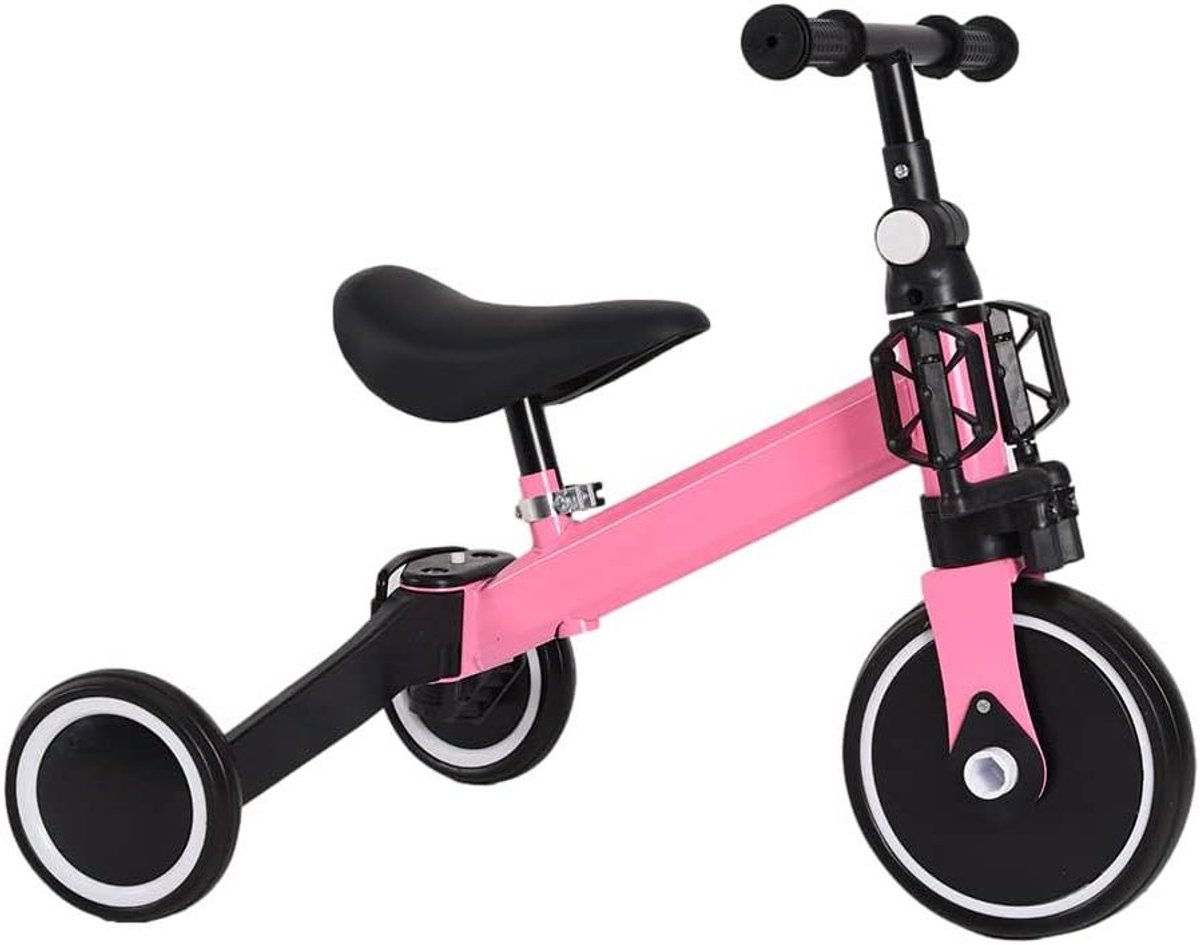 kinderdriewieler loopfiets kinderwagen evenwicht trainen 4 volledig omsloten wielen 18 maanden tot 4 jaar roze