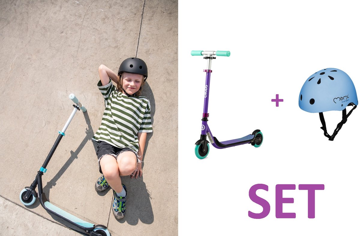 Kinderloopfiets - kinderstep - step - paars - aluminium. Vanaf 3 jaar + veilgheidshelm - Kleur: blauw - Maatverstelling: 48 - 55 cm Loopfiets kopen online