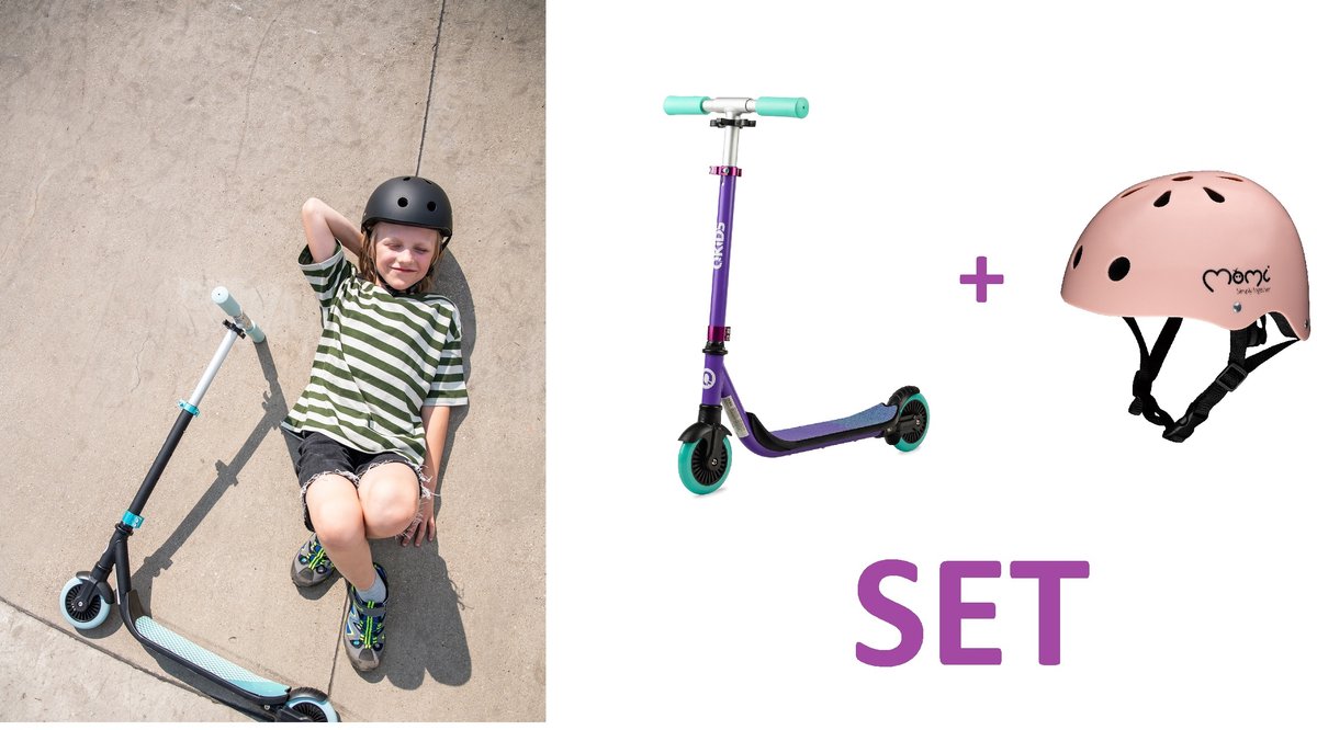Kinderloopfiets - kinderstep - step - paars - aluminium. Vanaf 3 jaar + veilgheidshelm - Kleur: rose - Maatverstelling: 48 - 55 cm Loopfiets kopen online