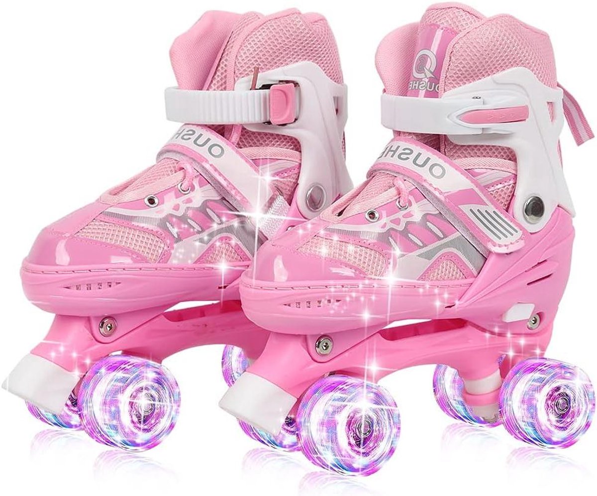 Kinderschaatsen - Rolschaatsen - Buiten spelen - Lichtgevende wielen - Maat 32-37 - Roze Rolschaatsen kopen online