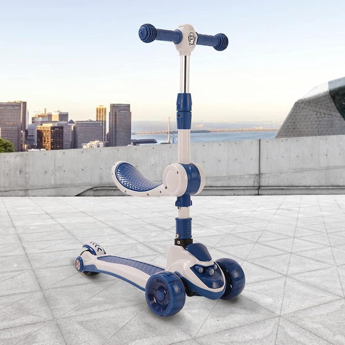 kinderstep 3 wielen driewieler step buiten spelen in hoogte verstelbaar 70 84 cm blauw