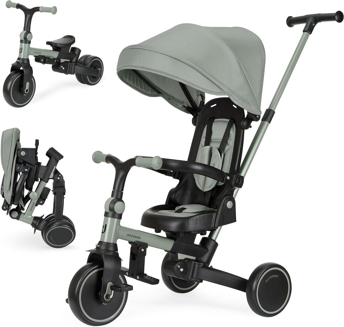 kindertricycle loopfiets buiten spelen 8 in 1 groei modes 71 x 49 x 99 cm groen