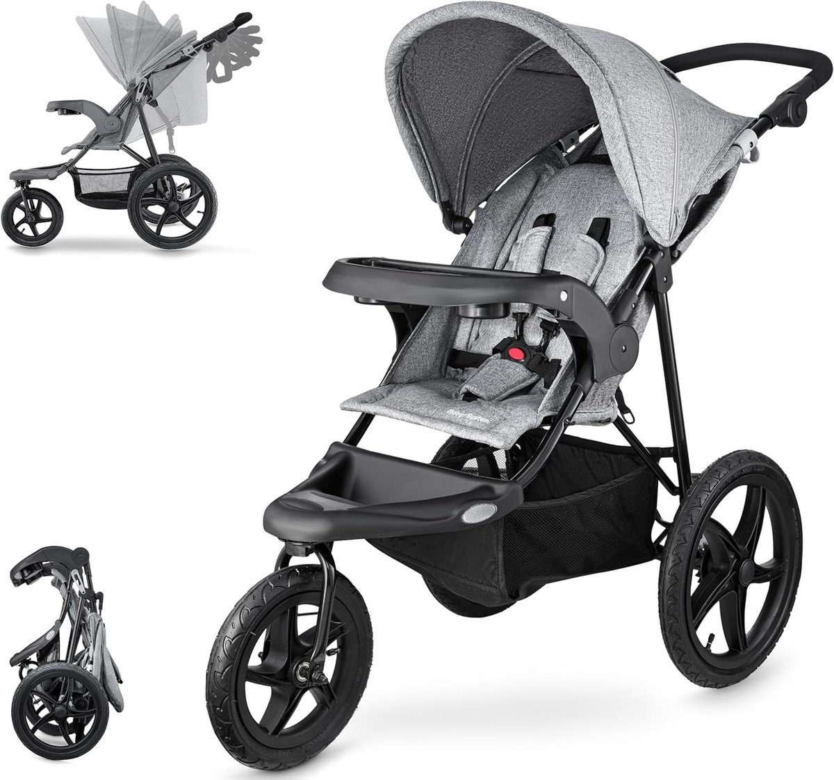kinderwagen driewieler jogging kinderwagen outdoor kinderwagen ruig terrein wandelen opvouwbaar met grote wielen 11 kg grijs