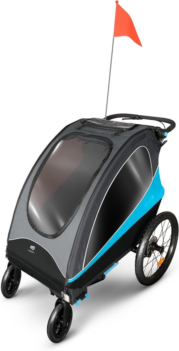 Kinderwagen Fietskar - Duo Kinderwagen - Kinderen Vervoeren - 3-in-1 Functionaliteit - 155 x 80 x 96 cm - Blauw Driewieler kopen online