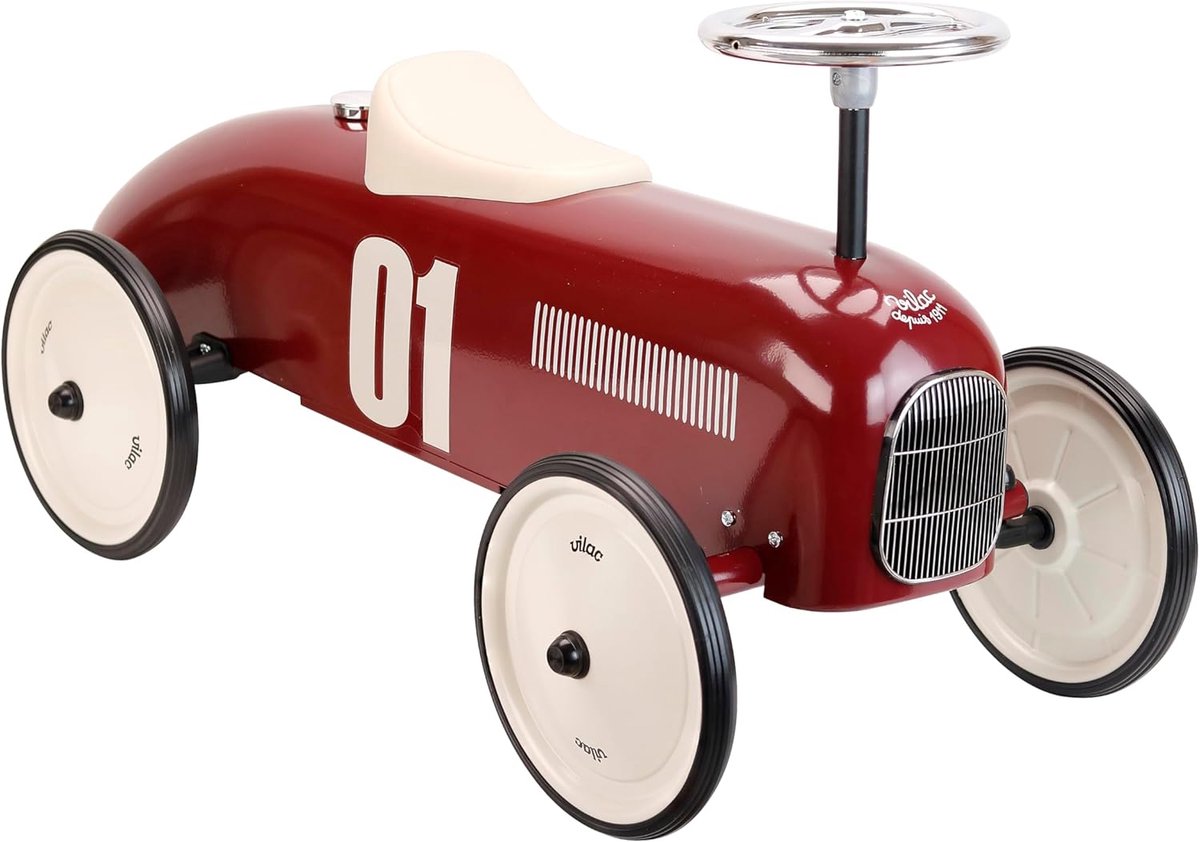Kinderwagen Racewagen - Kindervoertuig - Motoriek Ontwikkelen - Stevig Metalen Frame - 76 x 40 x 38 cm - Bordeauxrood Speelgoedkruiwagen kopen online