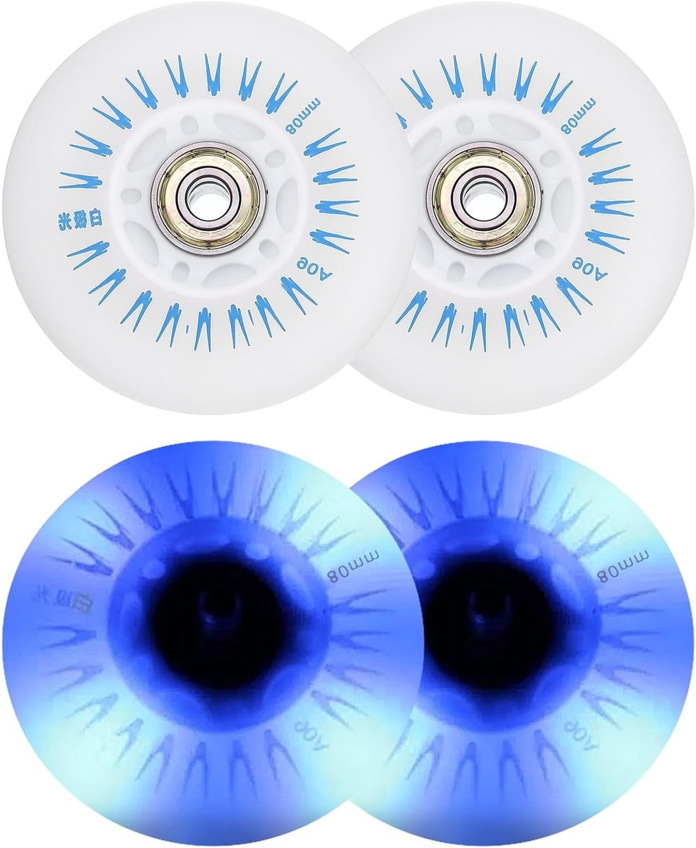 Kleurrijke LED Inline Skate Wielen 80mm - 4 Stuks Knipperende Roller Wielen voor Binnen en Buiten, Duurzaam PU met Lagers, Blauw Skateonderdeel kopen online