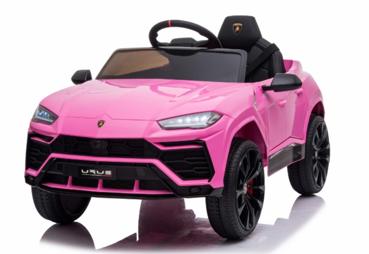 Lamborghini Urus elektrische kinderauto roze - full options - licentie auto - 12V kinderauto met afstandsbediening, lederlook stoel, verlichting en openslaande deuren Speelgoedaccuvoertuig kopen online
