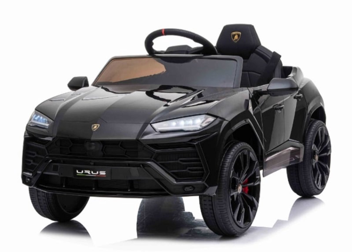 lamborghini urus elektrische kinderauto zwart full options licentie auto 12v kinderauto met afstandsbediening lederlook stoel verlichting en openslaande deuren