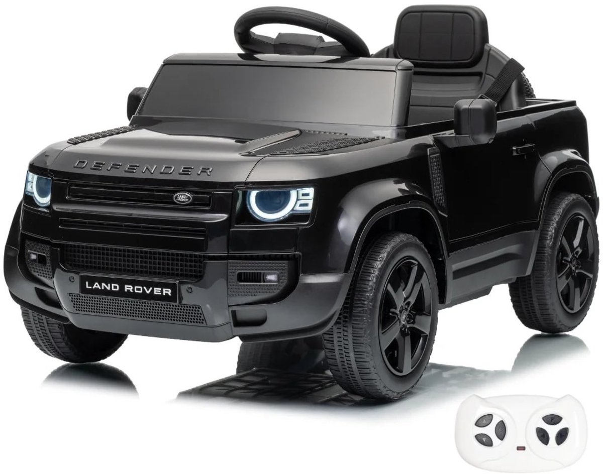 Land Rover Defender 90 Elektrische Kinderauto 12V 1 tot 5 jaar - Accuvoertuig met Afstandsbediening, EVA wielen & 3-puntsgordel - Accuvoertuig met Werkende Deuren & MP3-speler - Zwart Speelgoedaccuvoertuig kopen online