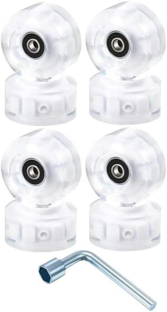 Lichtgevende Skatwielen - Skeelerwielen - Skaten en skateboarden - Zelfoplichtend bij beweging - 8 stuks 32x58mm - Wit Skateonderdeel kopen online