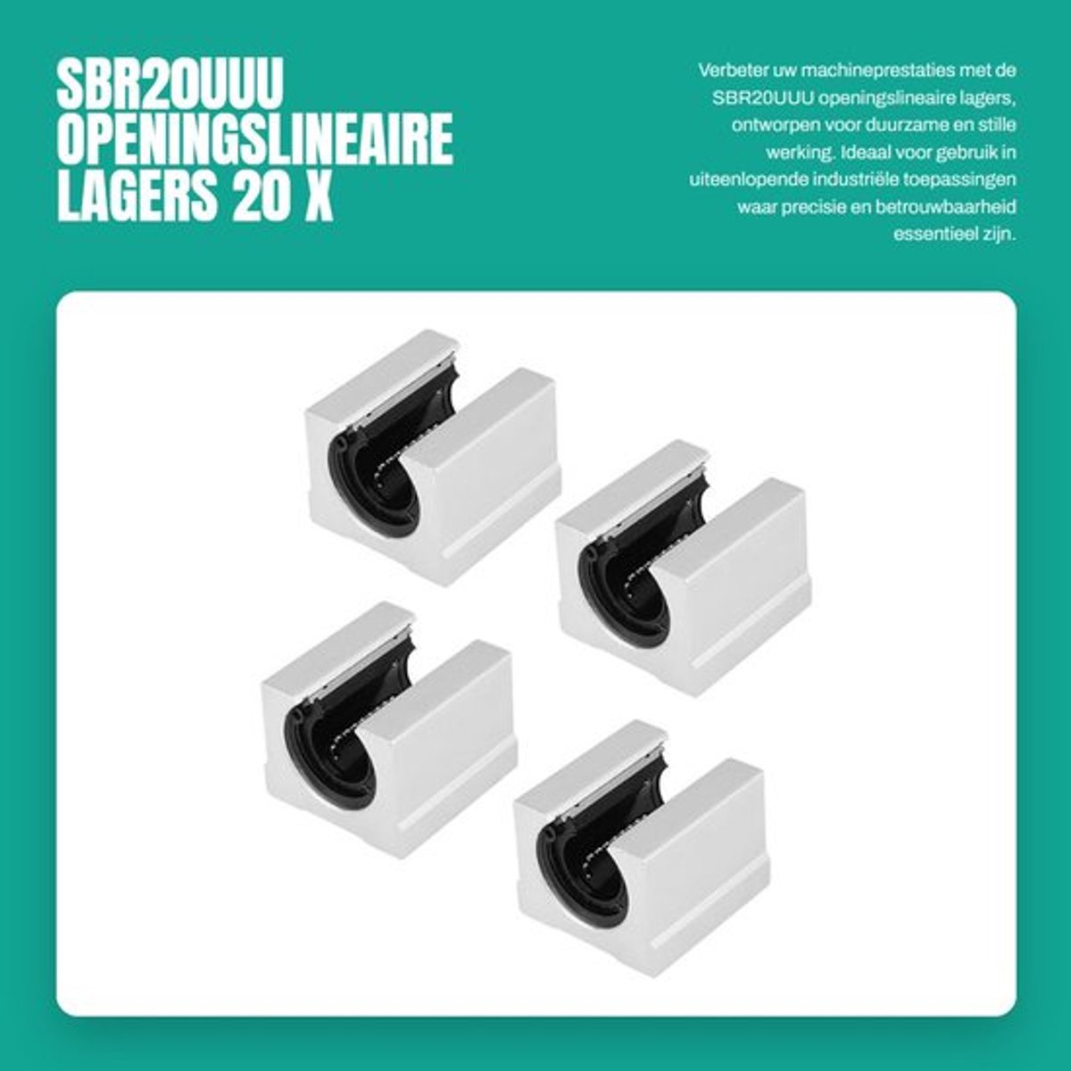 lineaire lagers 20 mm 4 stuks aluminiumlegering hoge precisie open blokken geschikt voor 3d printers lager