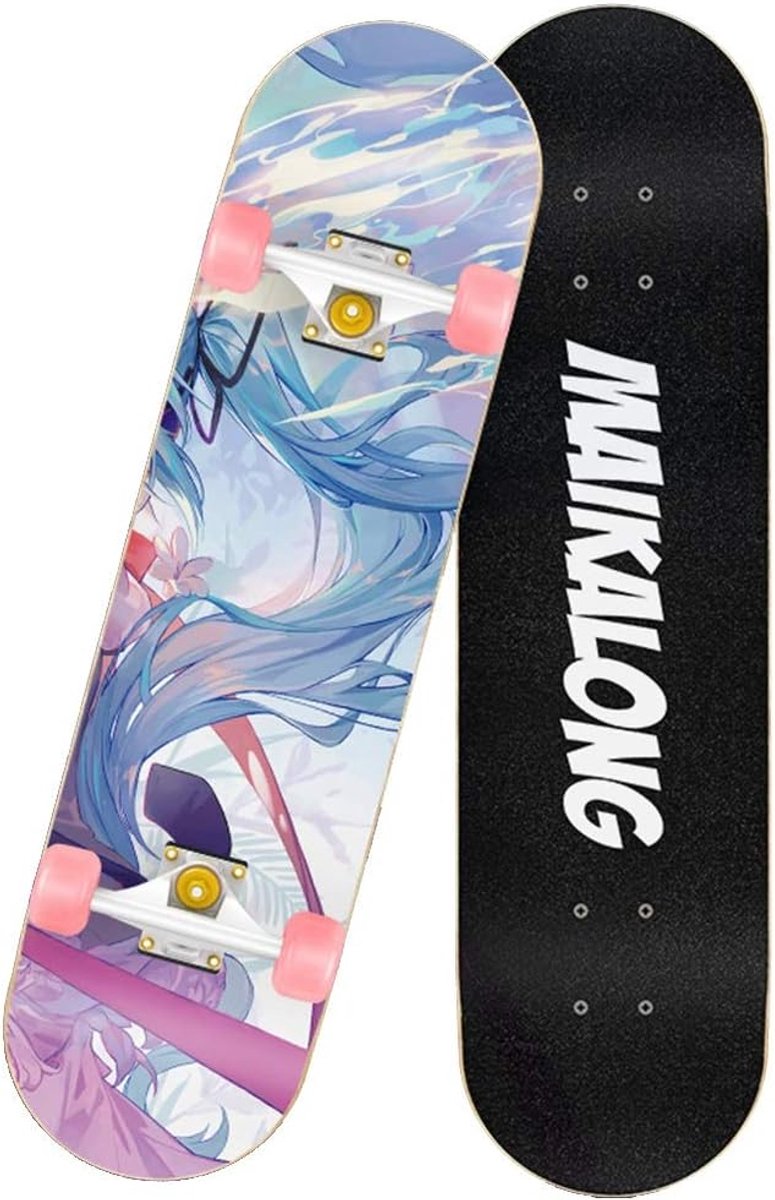 longboard skateboard beginners board straat cruisen 7 laags esdoornhout 79x20 5cm gekleurd