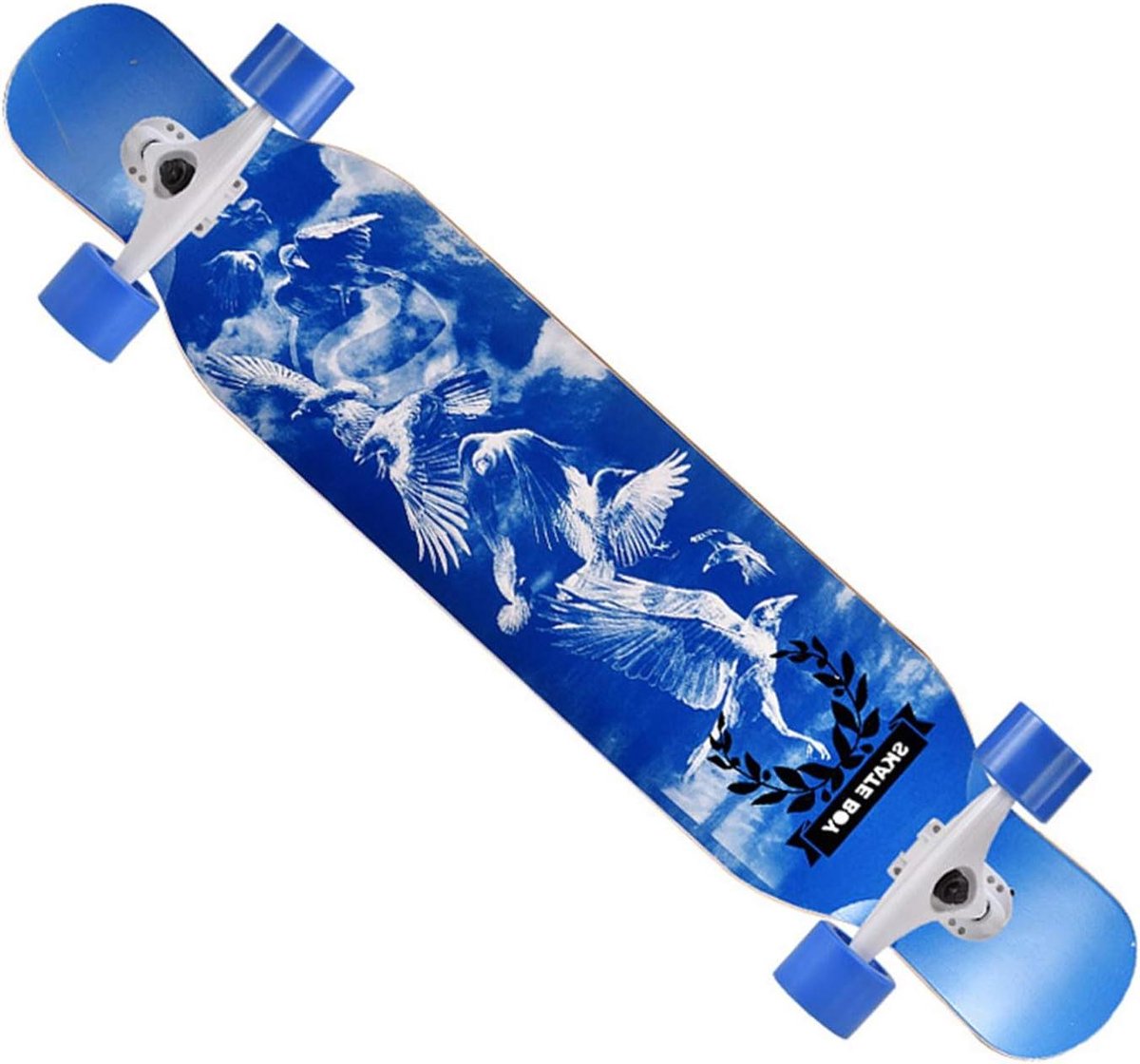 Longboard Skateboard - Beginners Board - Straat cruisen - Dubbele kicktail - 117 cm - Blauw Longboard kopen online
