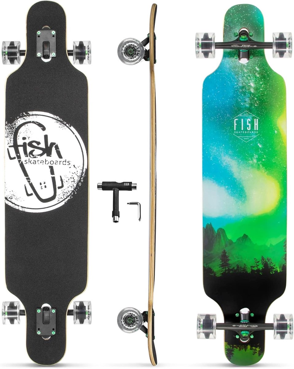 Longboard Skateboard - Cruiser Board - Stad Cruisen - 41 Inch Deck - 70mm Wielen - Aurora Groen Longboard kopen online