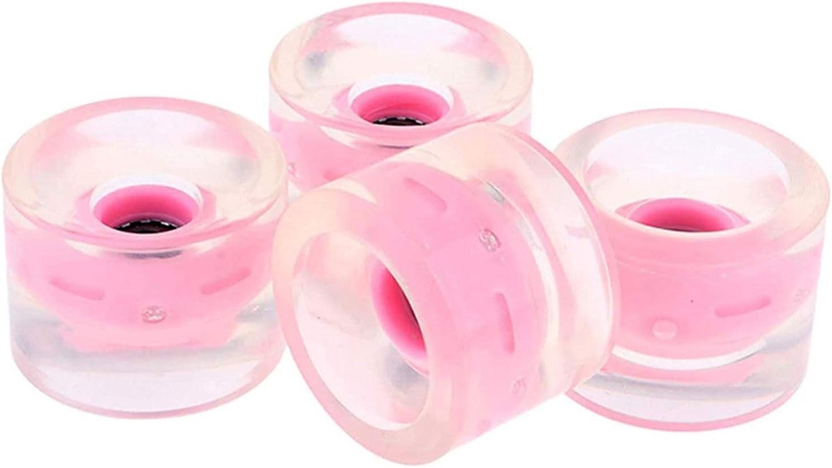longboard wielen cruiser wielen straat skateboarden transparant met led 60mm 80a roze