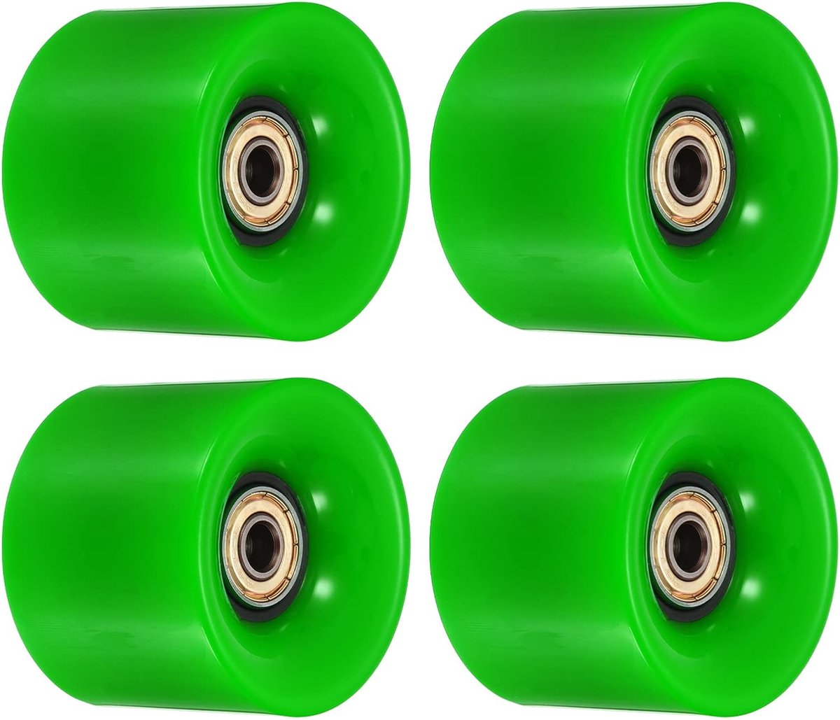Longboard Wielen - Skateboard Onderdelen - Straat Rijden - Inclusief Lagers - 60mm - Groen Goud Skateonderdeel kopen online