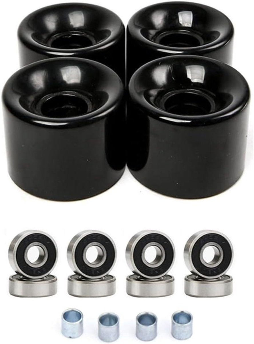 Longboard Wielen - Skateboard Wielen - Straat Cruisen - ABEC-9 Lagers - 60x45mm 78A - Zwart Skateonderdeel kopen online