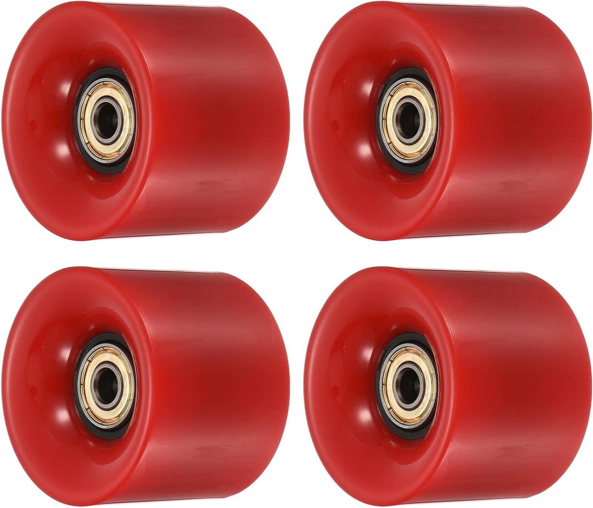 Longboard Wielen - Skateboard Wielen - Straat Skaten - Inclusief Lagers - 60mm - Rood Goud Skateonderdeel kopen online