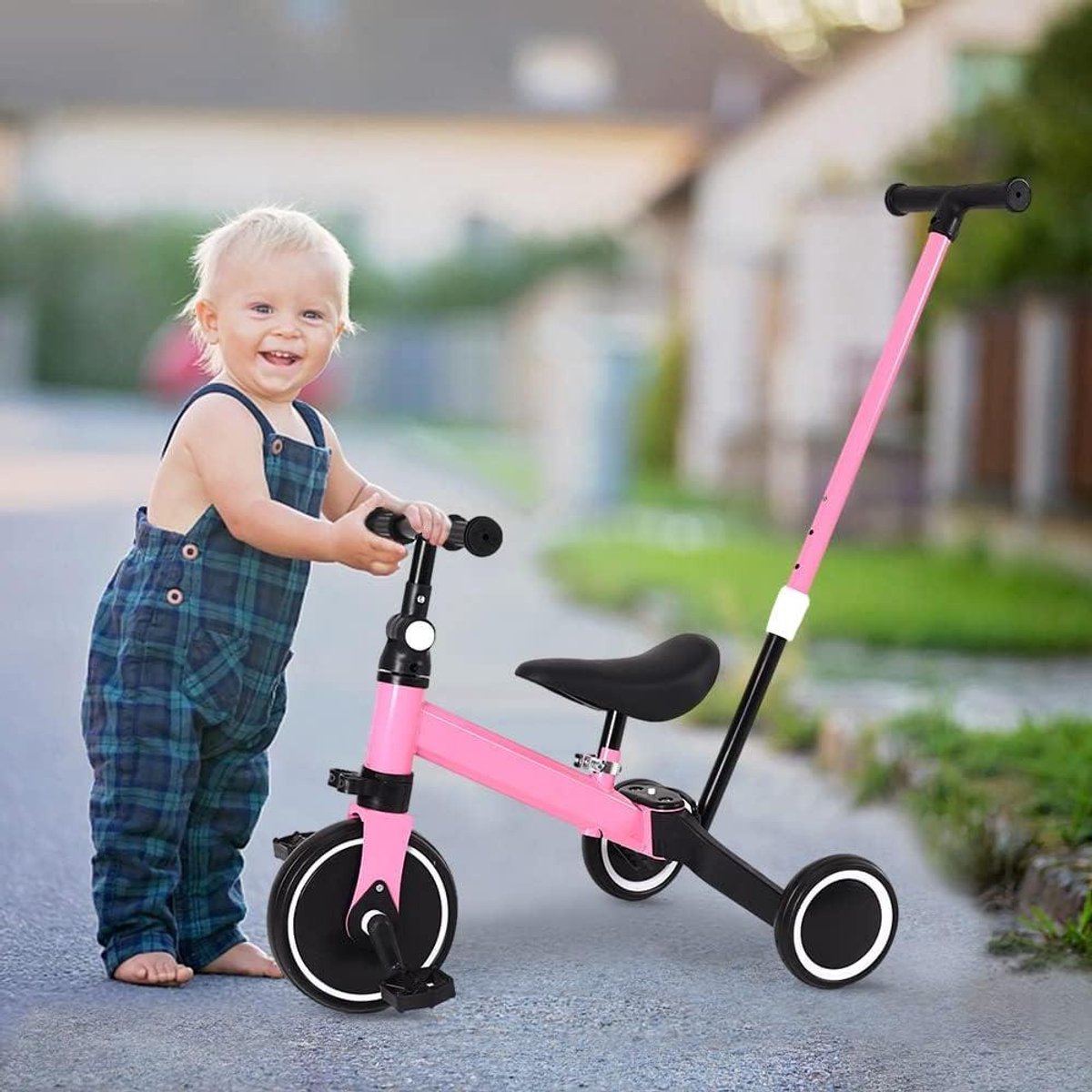 loopfiets kinderen driewieler leren fietsen 3 in 1 ontwerp vanaf 3 jaar roze