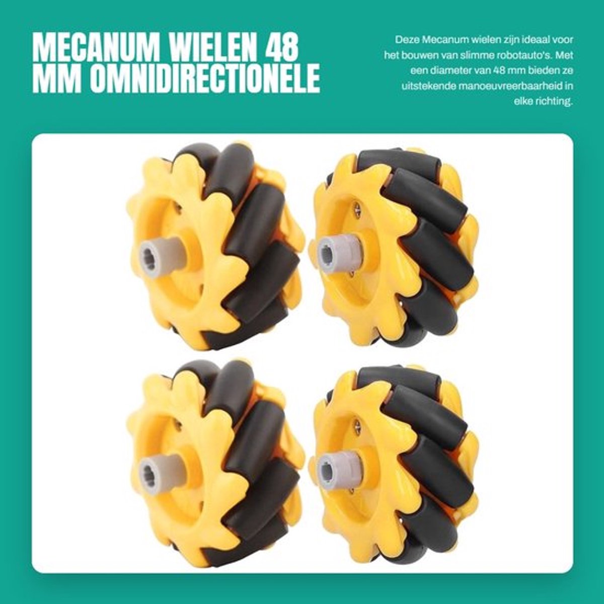 Mecanum Wiel 48 mm - Omnidirectioneel Wiel - Slimme Autoaccessoires - ABS/Rubber - Koppelingstype TT - 2 Stuks - Robotwiel Skateonderdeel kopen online