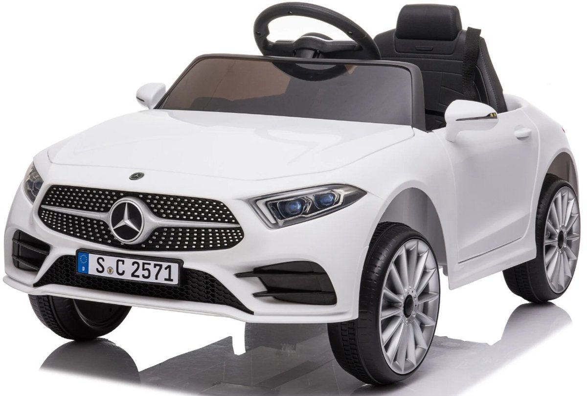 mercedes cls350 elektrische kinderauto 1 tot 5 jaar officieel gelicentieerd accuvoertuig kinderauto met afstandsbediening werkende deuren mp3 aux usb wit