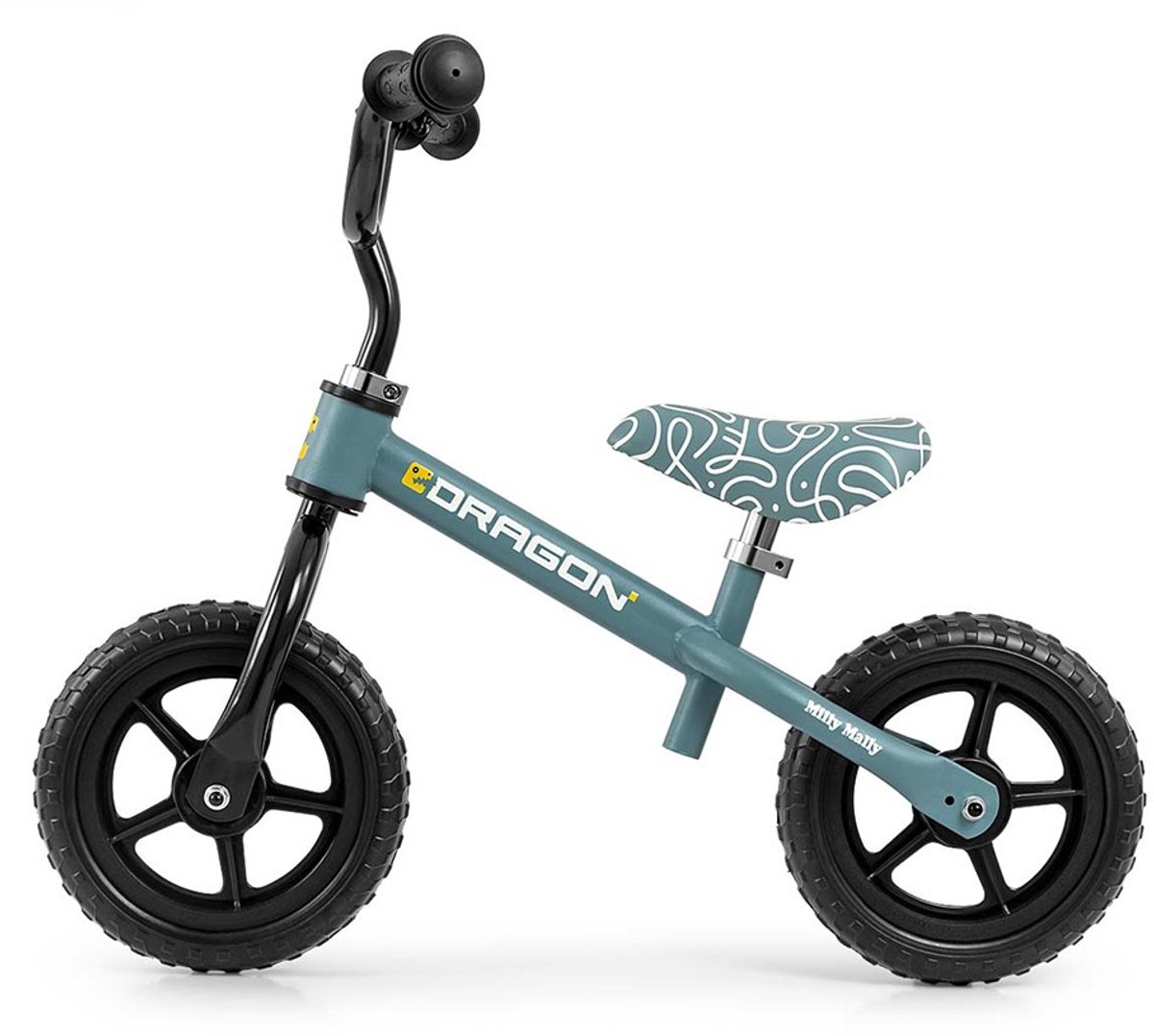 milly mally dragon loopfiets blauw 10 inch kinderloopfiets