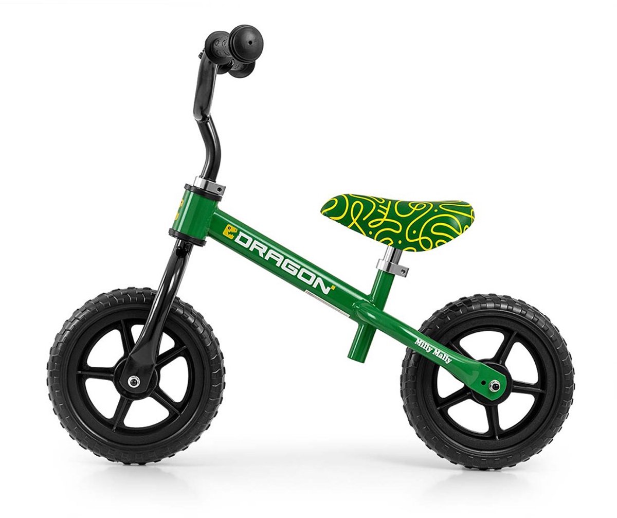 Milly Mally Dragon loopfiets groen 10 inch - Kinderloopfiets Kinderfiets kopen online