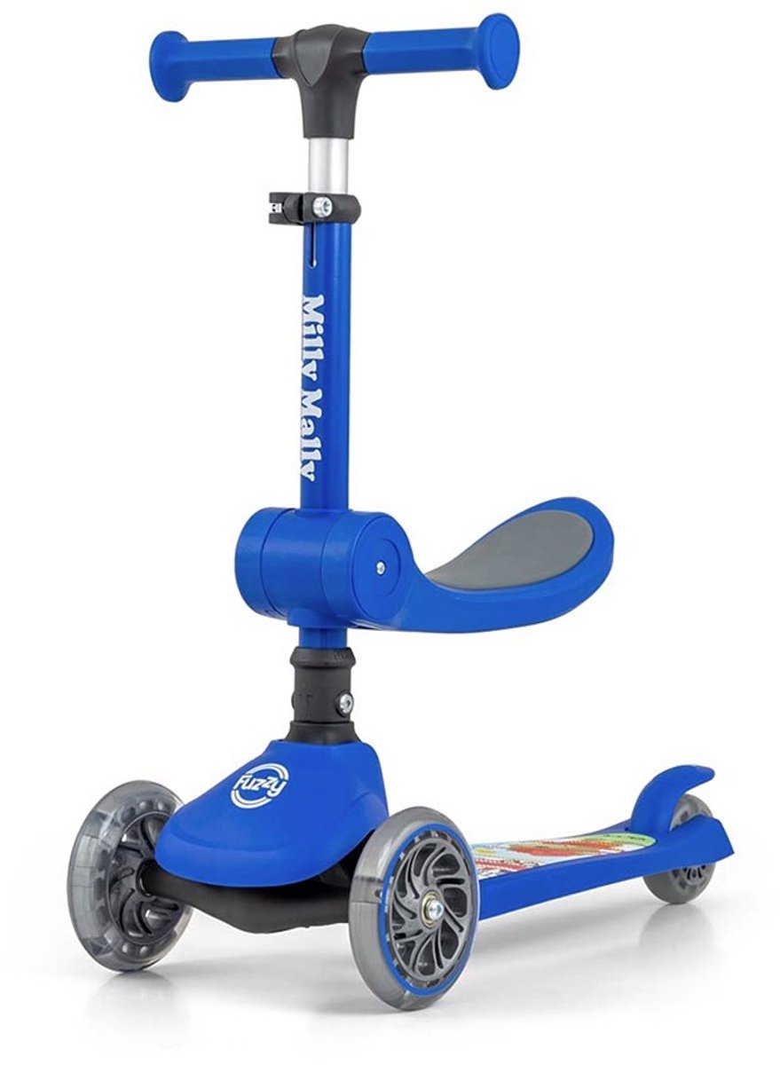 milly mally fuzzy 3 wiel balancestep met zitje blauw loopstep