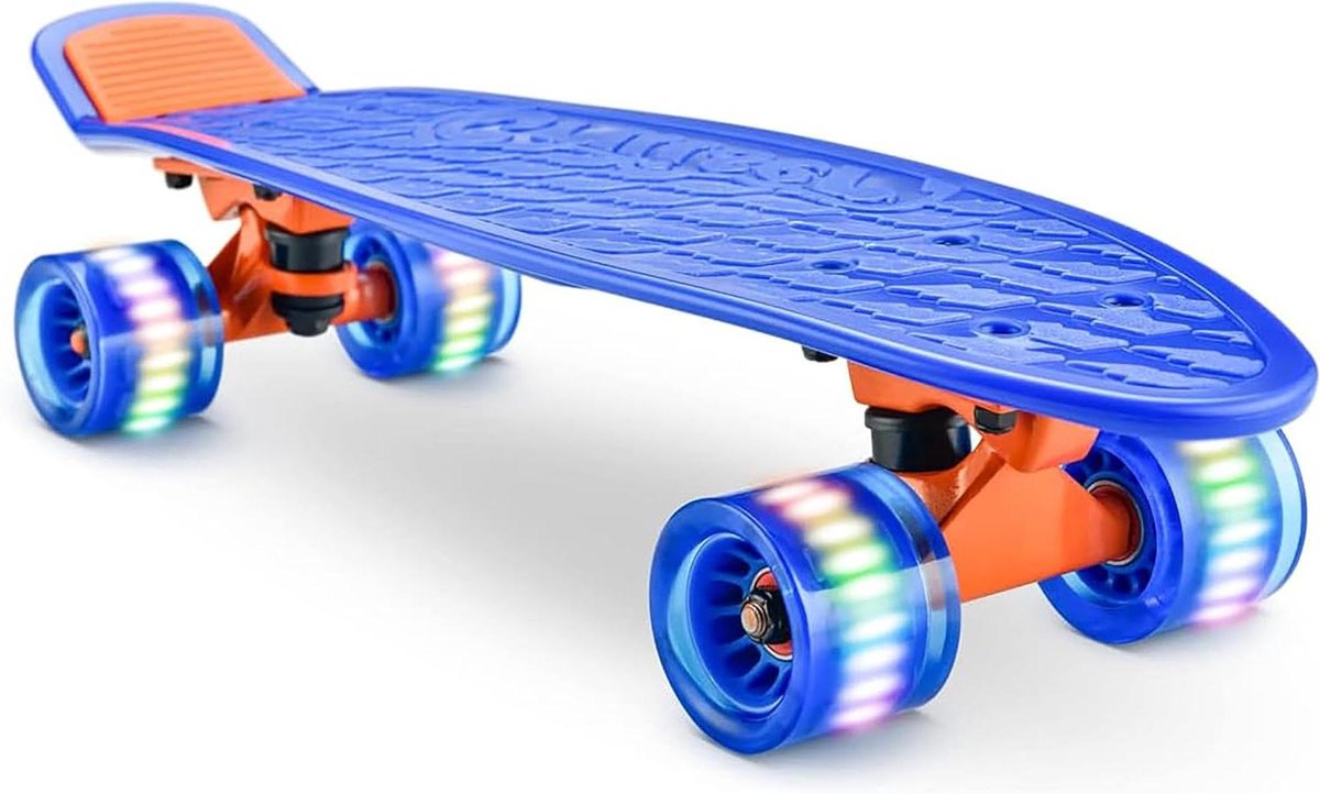 Mini Cruiser Skateboard - Carve Board - Straat Gebruik - Dubbel Gebogen - 60 x 45mm Wielen - Blauw Skateonderdeel kopen online